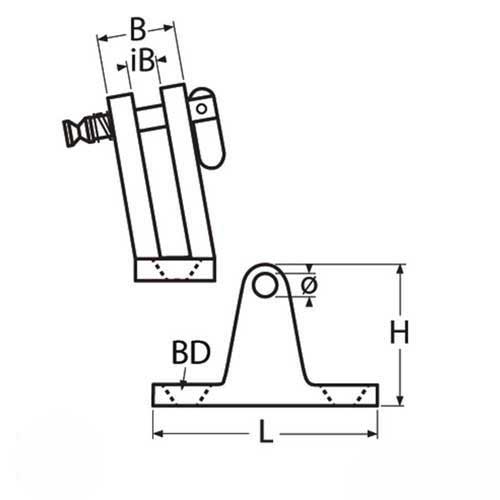 Verdecksbeschlag 80° Edelstahl A4 - Klappverdecks Fußstück für Bimini