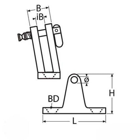 Verdecksbeschlag 80° Edelstahl A4 - Klappverdecks Fußstück für Bimini