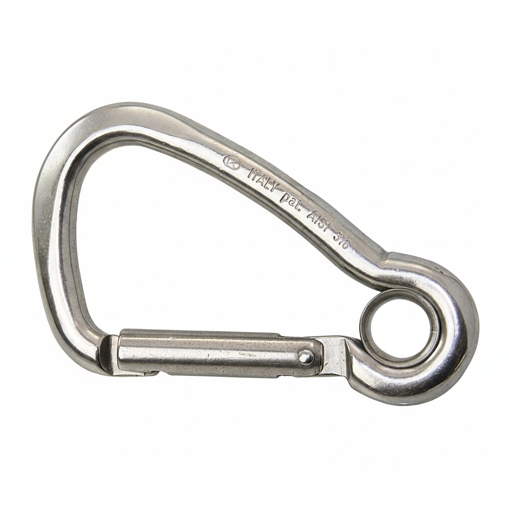 KONG Karabinerhaken asymmetrisch Edelstahl 1.4401 KEY-LOCK mit Kausche - verschiedene Größen