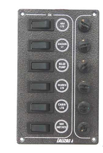 Schaltpaneel 6-fach mit Sicherungen - Einbau 165x100mm