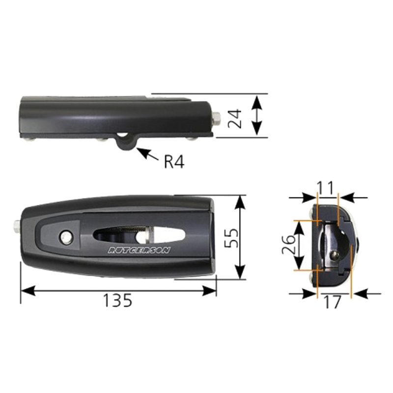 RUTGERSON BANTAM Lattenspanner 1600 schwarz eloxiert - Yachten bis 55 ft