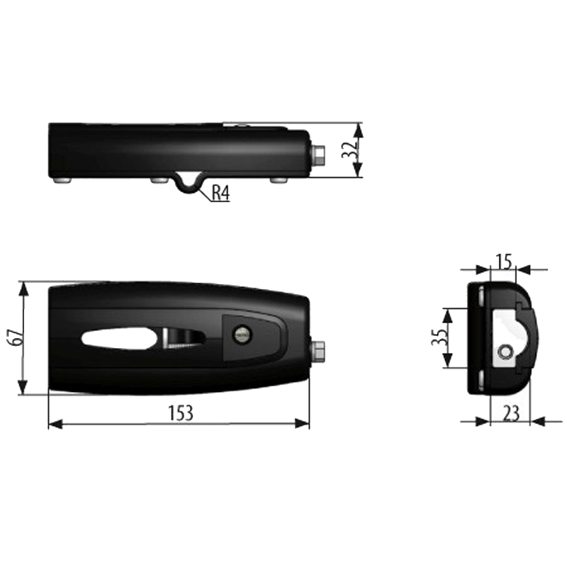 RUTGERSON LIMOUSINE Lattenspanner 1610 schwarz eloxiert - Yachten bis 70 ft