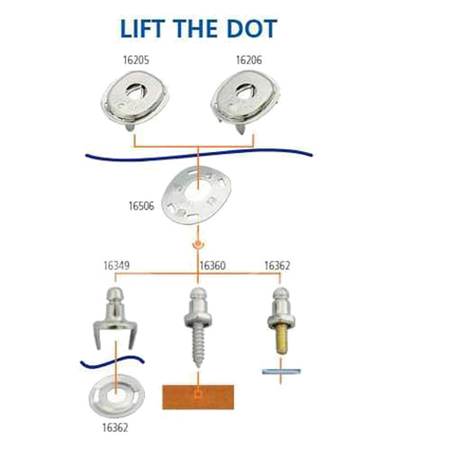 COMMON SENSE® DOT® Oberteile - Drehverschluss mit Federsystem Messing vernickelt