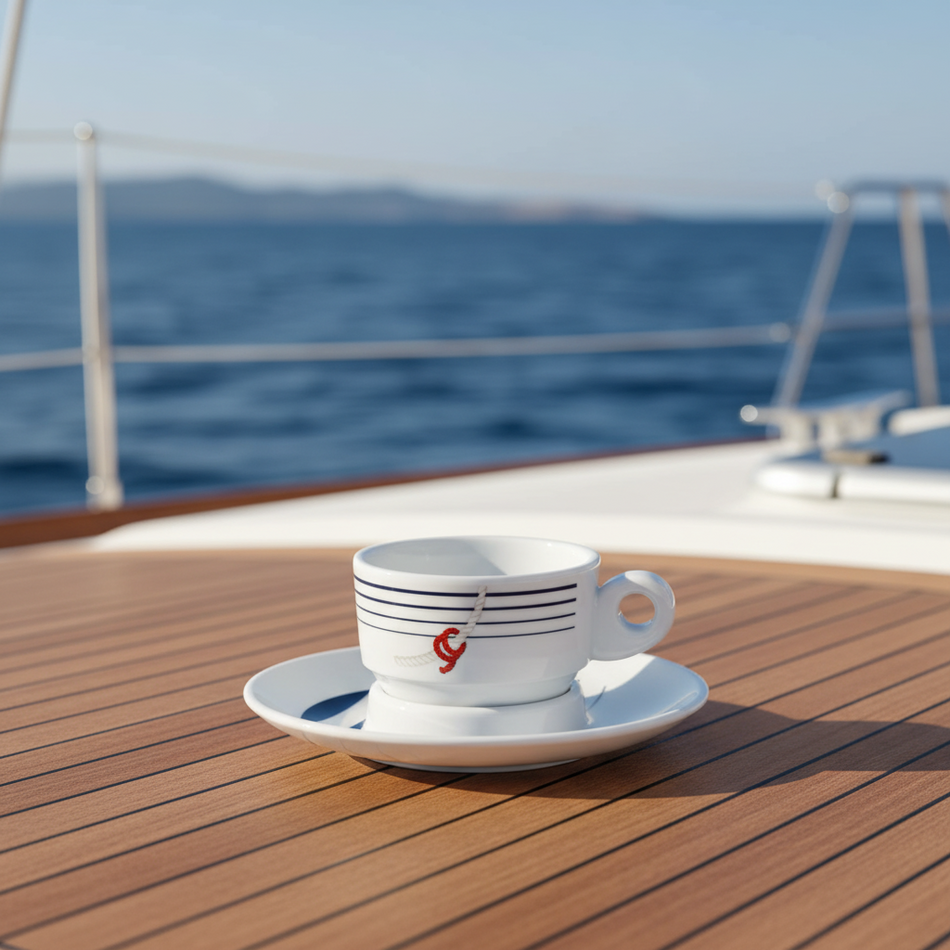 Marine Business Cannes Kaffeetassen 6er Set - Melamin Espressotassen mit Untertassen