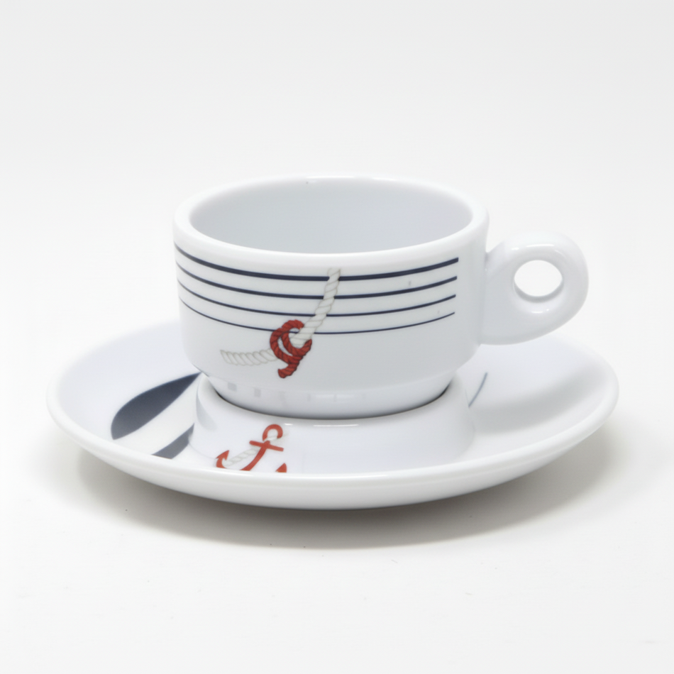 Marine Business Cannes Kaffeetassen 6er Set - Melamin Espressotassen mit Untertassen