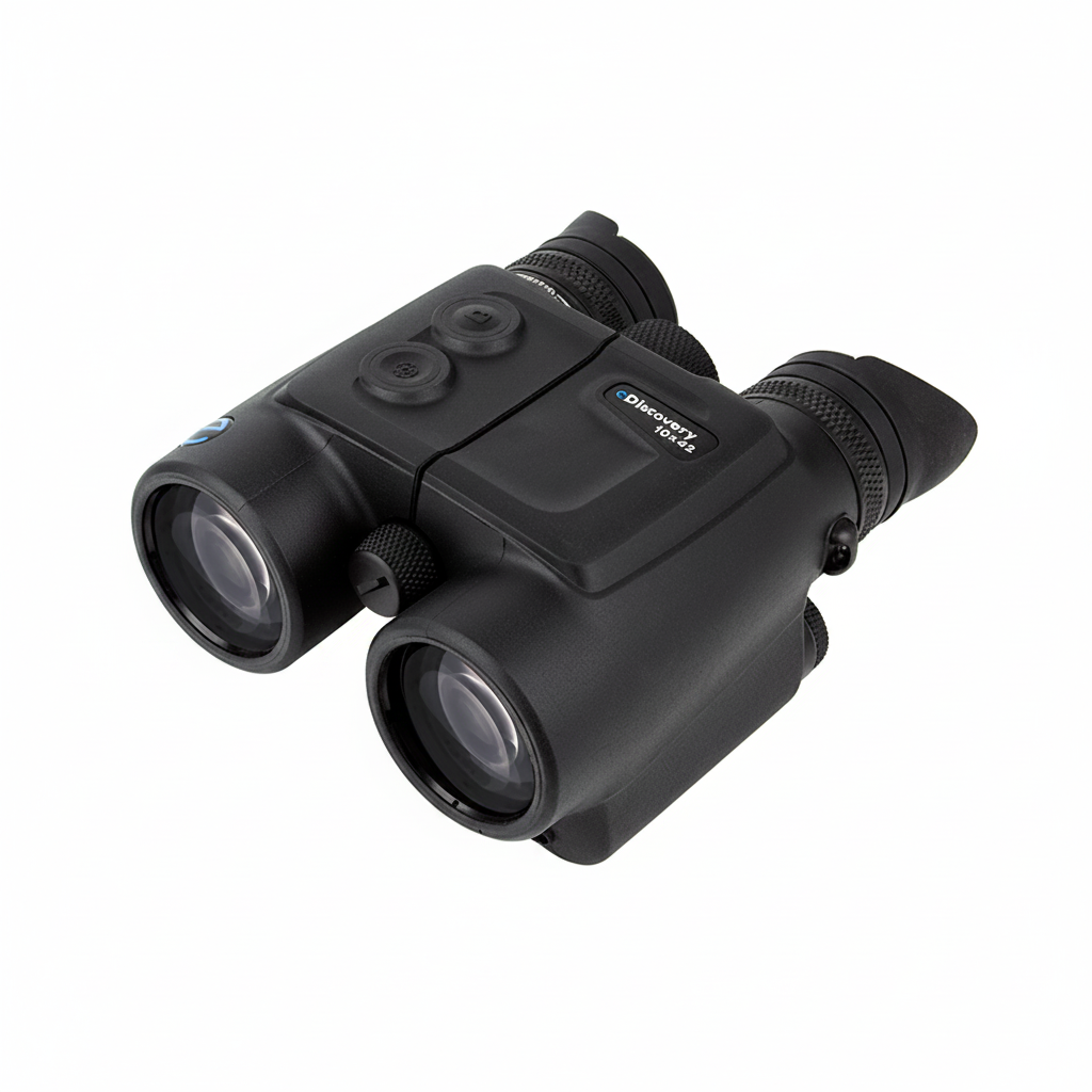 Steiner eDiscovery 10x42 – Hauptansicht, schwarzes Fernglas mit integrierter Kamera und STEINER-Logo