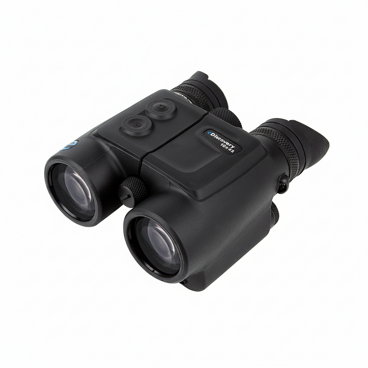Steiner eDiscovery 10x42 – Hauptansicht, schwarzes Fernglas mit integrierter Kamera und STEINER-Logo