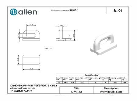 Holt Allen Mastrutscher A91 - Rutscher für Kastenschienen 22 mm