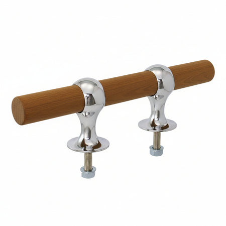 Teakstab mit verchromten Messing-Haltern 250mm