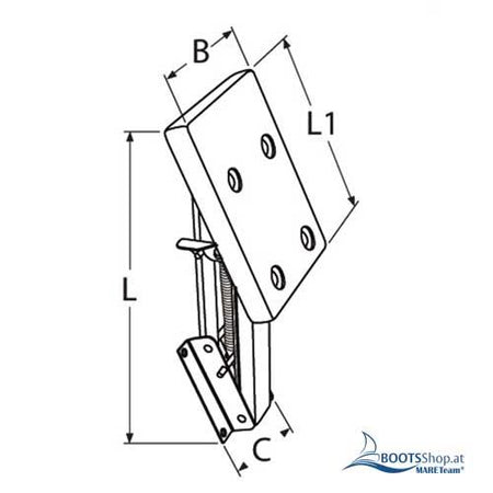 Motorhalterung klappbar Edelstahl A2 bis 10 PS - Außenborderhalterung mit Holzplatte 245x180mm