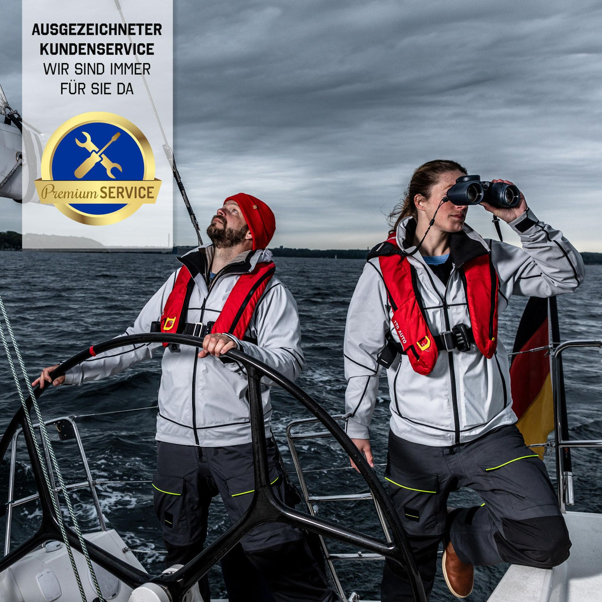 Steiner Navigator 7x50 – Seglerpaar an Bord, Premium-Kundenservice – wir sind immer für Sie da