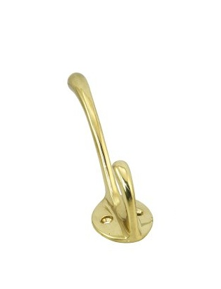 Kleiderhaken Messing 44x33x66mm - poliert und verchromt klassisch Messing poliert