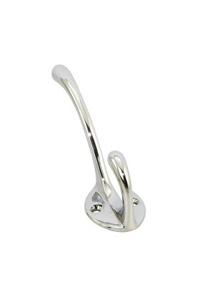 Kleiderhaken Messing 44x33x66mm - poliert und verchromt klassisch Messing verchromt