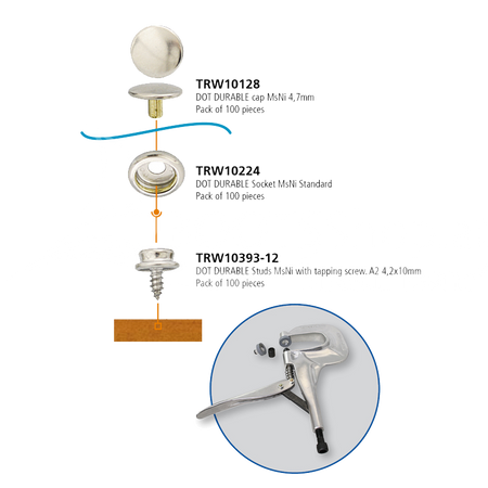 DOT Durable Starterset - Planenknopf Oberteil mit Pres-N-Snap Werkzeug