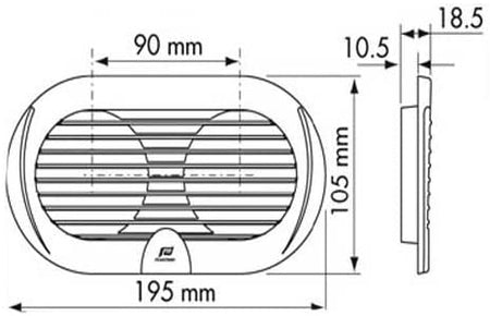 Doppellüftungsgitter - Lüftergitter PVC 195x105mm einfache Montage