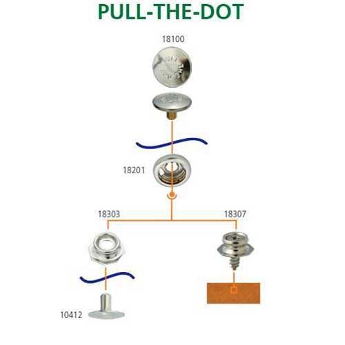 PULL-THE-DOT® Unterteil - Planenknopf Messing vernickelt für maritime Befestigungen