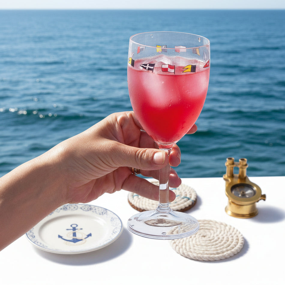 Marine Business Weingläser Regata - Bruchsichere Weingläser mit Flaggen-Dekor