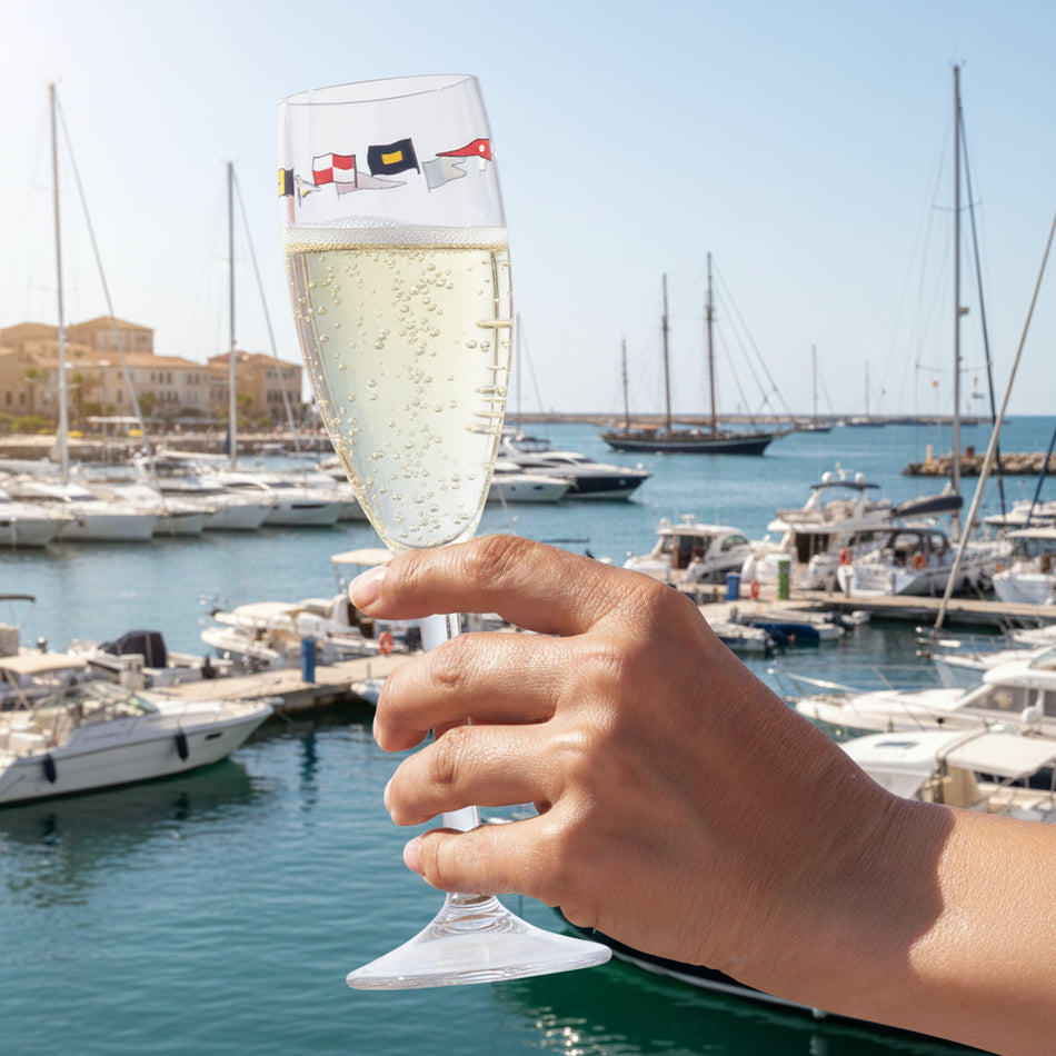 Marine Business Champagner Gläser Regata - Bruchsichere Sektgläser mit Flaggen-Dekor