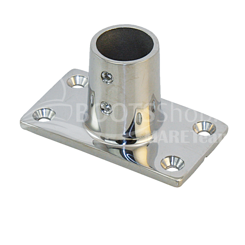 Relingsfuß 90° Edelstahl - rechteckige Basis für Rohr 22mm/25mm Anschrauben