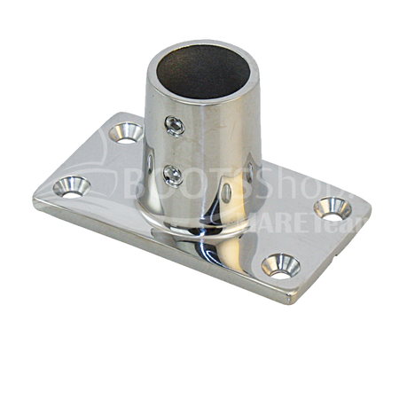 Relingsfuß 90° Edelstahl - rechteckige Basis für Rohr 22mm/25mm Anschrauben