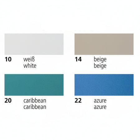 SATTLER COVERMASTER 6M7 Farbmuster SX6732010 weiß SX6732014 beige SX6732020 caribbean blue SX6732022 azure