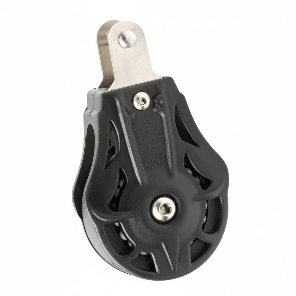 WICHARD Einfachblock mit fester Gabel, gleitgelagert und kugelgelagert, 45mm Rollendurchmesser, für Tauwerk bis 10mm, maritime Bootsbeschläge