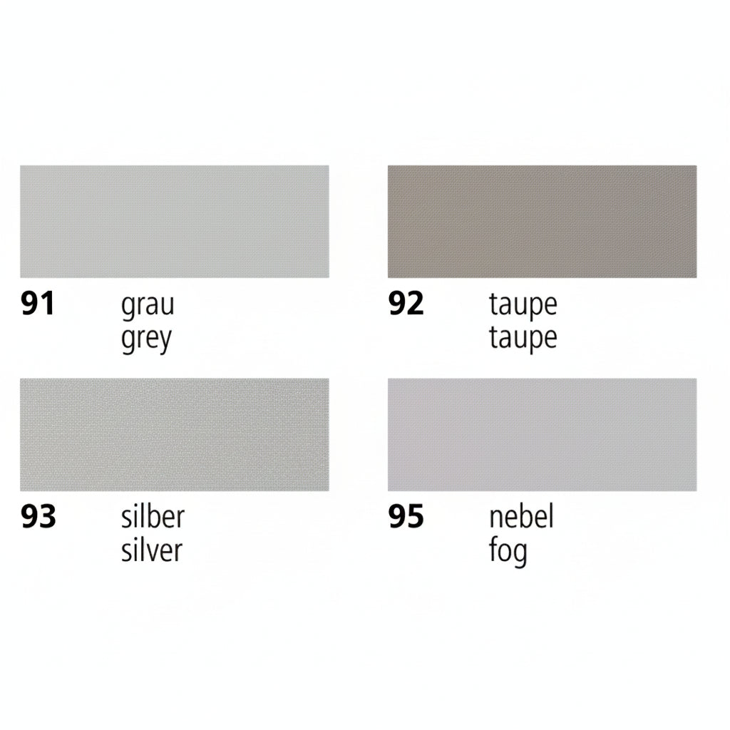 SATTLER COVERMASTER 6M7 Farbmuster SX6732091 grau SX6732092 taupe SX6732093 silber SX6732095 nebel