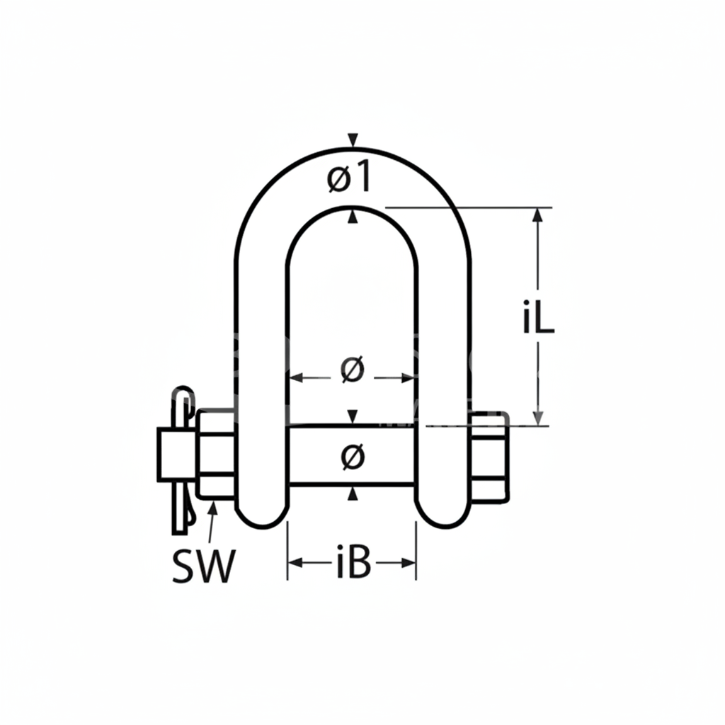 Rundschäkel mit Sicherungsbolzen – Edelstahl A4 AISI 316 geschmiedet