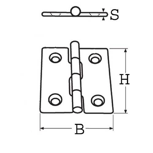 Scharnier AISI304 gestanzt quadratisch - Edelstahl 1.4301 matt geschliffen