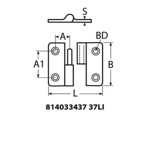 Scharnier 2-teilig 98 x 82 mm - Edelstahl A2-AISI 304 Türscharnier