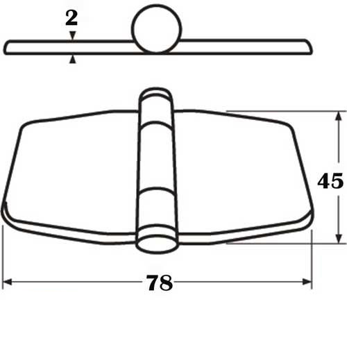 Scharnier breit 79 x 45 mm - Edelstahl A4-AISI 316 mit Abdeckung