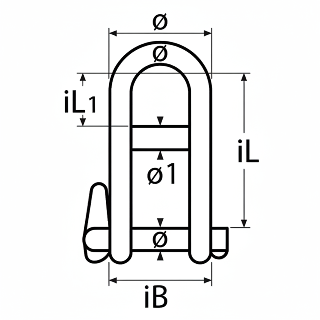 Schlüssel-Schäkel mit Steg - Edelstahl A4-AISI 316