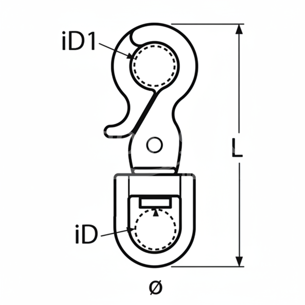Schnapphaken mit Wirbelauge – Edelstahl A4 AISI 316