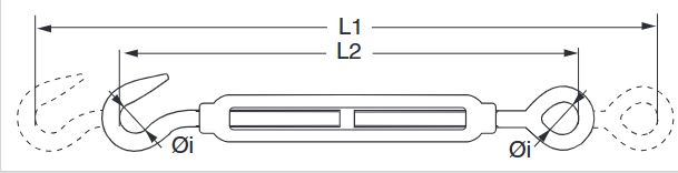 Spannschloss Auge/Haken - DIN 1480 Edelstahl A4 AISI316