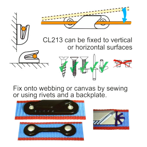 Clamcleat® Seilklemme CL213 Fine Line – Nylon Klemme für Tauwerk 2-5 mm