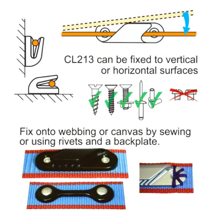 Clamcleat® Seilklemme CL213 Fine Line – Nylon Klemme für Tauwerk 2-5 mm