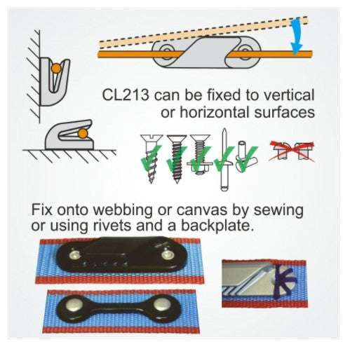 Clamcleat® Seilklemme CL214 Fine Line – Nylon Klemme Backbord für Tauwerk 2-5 mm