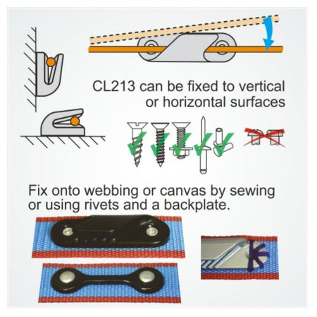 Clamcleat® Seilklemme CL214 Fine Line – Nylon Klemme Backbord für Tauwerk 2-5 mm