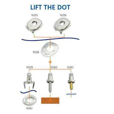 LIFT-THE-DOT® Oberteil - Planenknopf Messing vernickelt für Boot und LKW