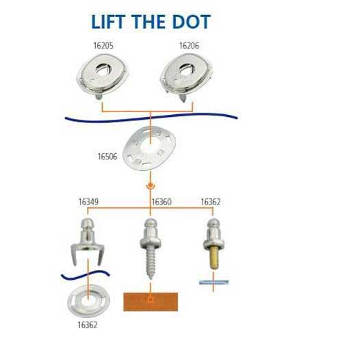 LIFT-THE-DOT® Oberteil - Planenknopf Messing vernickelt für Boot und LKW