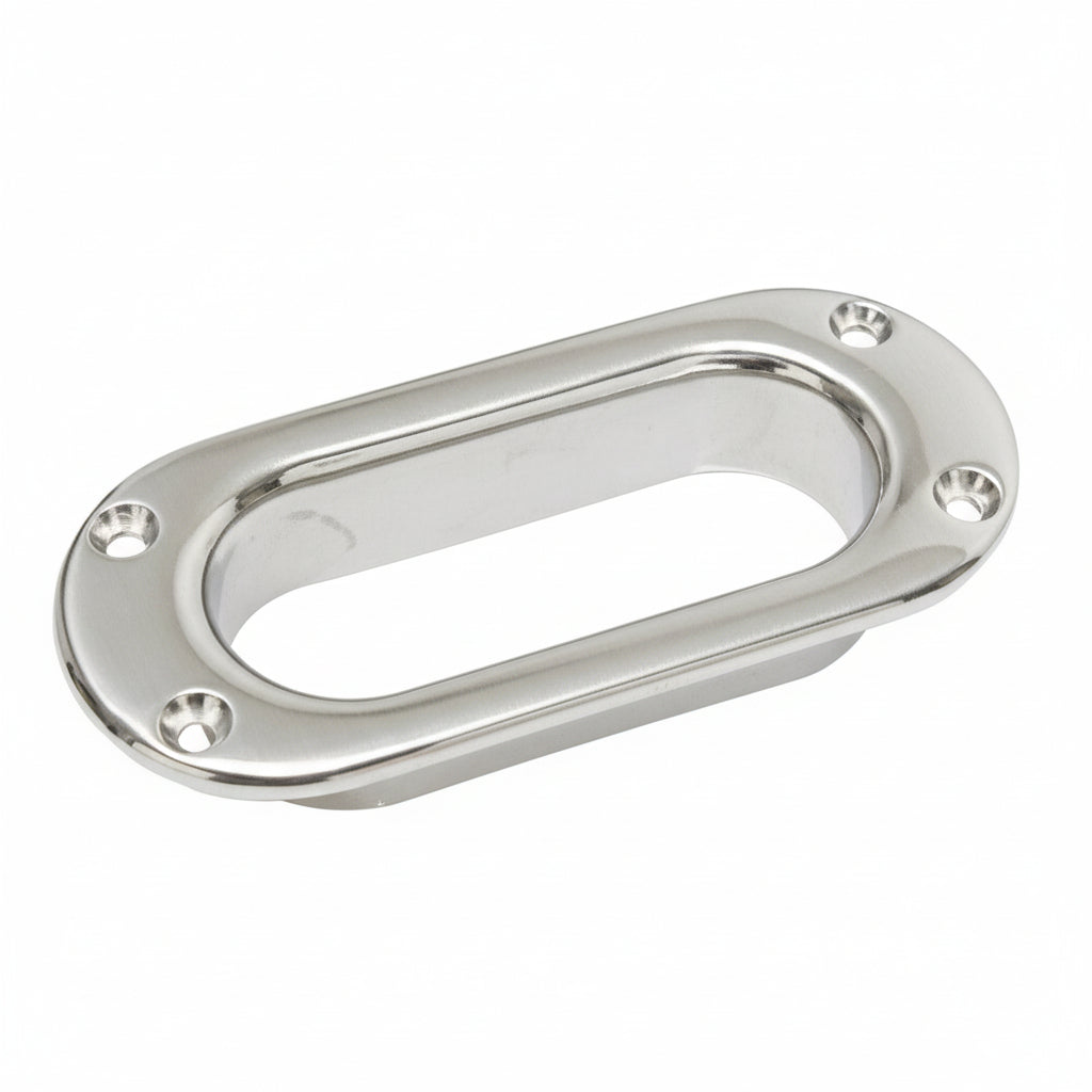 Seitenklüse Edelstahl oval poliert 22mm unter Flansch