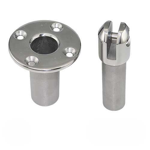 Biminibefestigung Edelstahl - Schwere Decksbefestigung mit herausnehmbarer Gabel