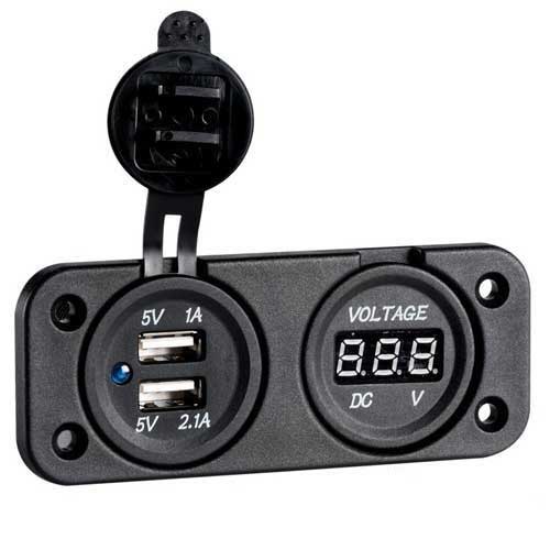 Digitaler Spannungsmesser mit USB-Doppelbuchse - 9-32V Einbau