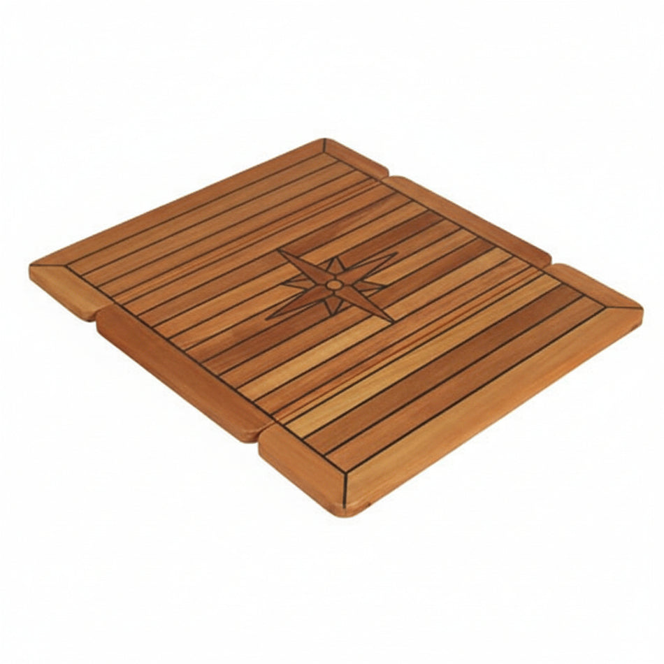 Teakholzplatte faltbar 34/68x60cm - Tischplatte mit nautischem Stern 16mm