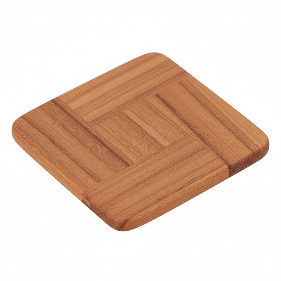 Teakuntersetzer Set 4-teilig - Glasuntersetzer aus Plantagenteak 93x93mm