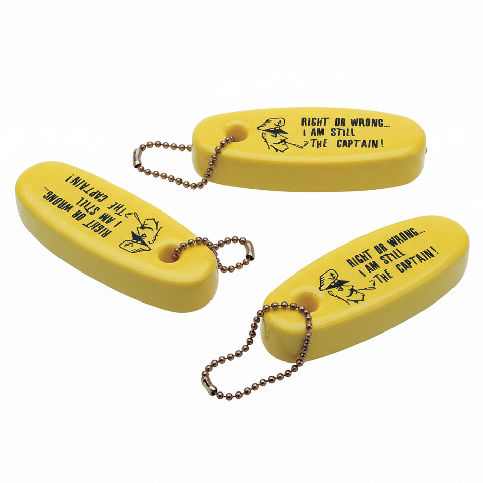 Trem Schwebender Schlüsselanhänger aus Schaumplastik - gelb/schwarz mit Messingkette