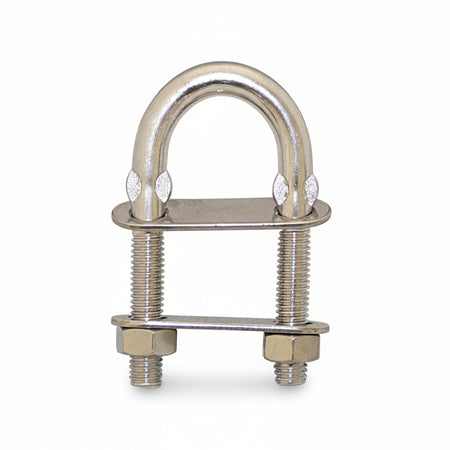 U-Bolzen aus Edelstahl 1.4401 mit loser oberer Gegenplatte für maritime Befestigungen
