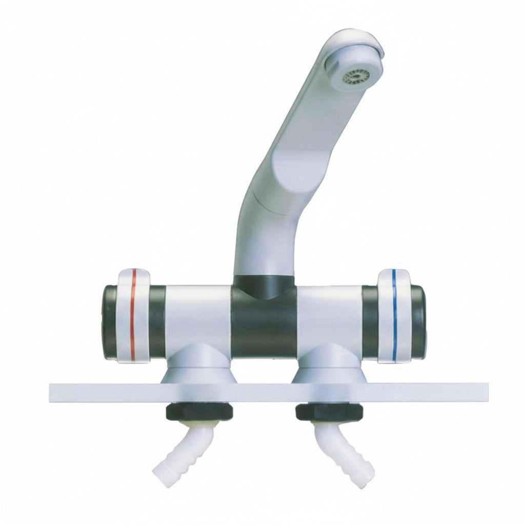 Mischwasserhahn weiß - Auslaufventil heißwasserbeständig druckfest 10bar