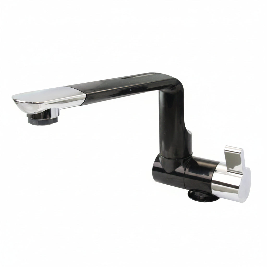 CAN Wasserhahn RB1490 klappbar drehbar verchromt Kaltwasser 12V Bootsarmatur schwarz