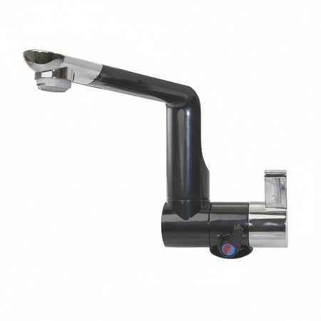 CAN Wasserhahn RB1491 klappbar drehbar verchromt Warm- und Kaltwasser 12V Bootsarmatur schwarz